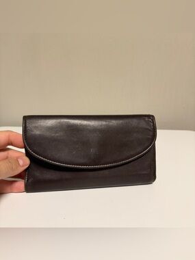 Coach Brown Leather Credit Card Trifold Long Wallet - Vintage